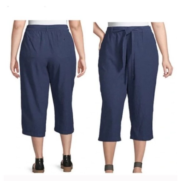 Liz Claiborne Pants - Liz Claiborne Navy Linen Crop Capris Pants NWT